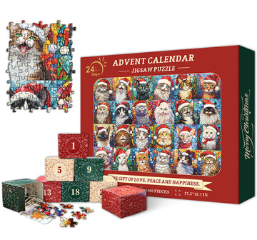 Merry Christmas Cats Advent Calendar Jigsaw Puzzle 1000 Piezas